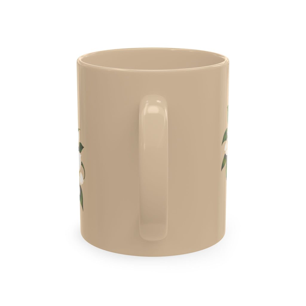 Kentucky Magnolia Ceramic Mug — State Script Coffee Cup with Floral Design