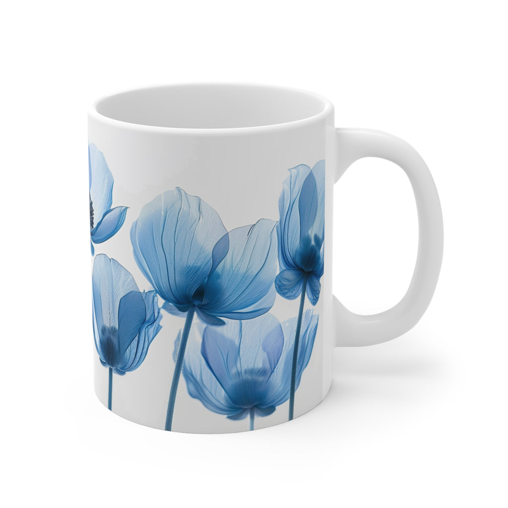 Transparent Flowers Mug, Watercolor Wildflowers Coffee Mug, Gift for her, Spring Mug