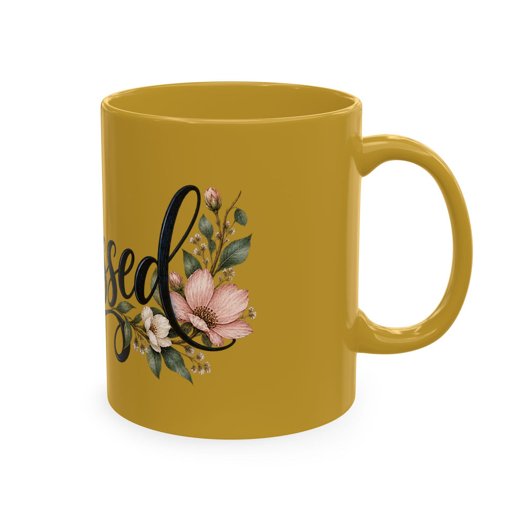 Blessed Floral Ceramic Mug — Inspirational Coffee Cup