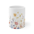 Pressed Flowers Mug, Boho Wildflowers Coffee Mug, Gift for her, Spring Mug, Watercolor Flower Mug