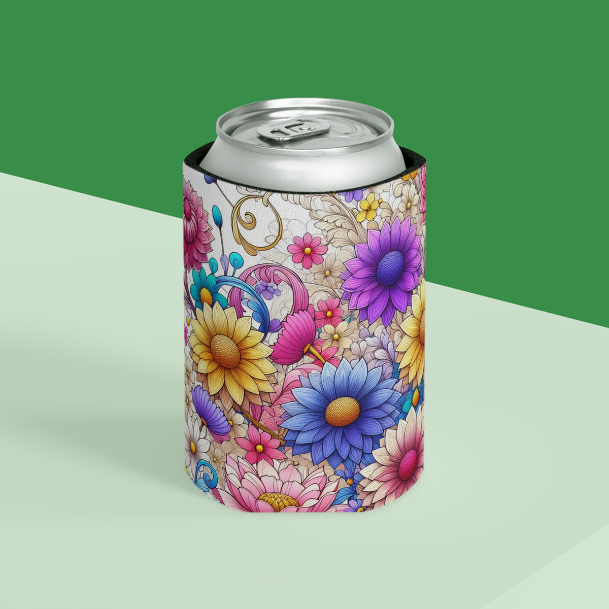 Floral Can Cooler - Insulated Beverage Holder for Cold Drinks, Outdoor Events, Summer Picnics, Wedding Favors, Gift Idea, Party Supplies