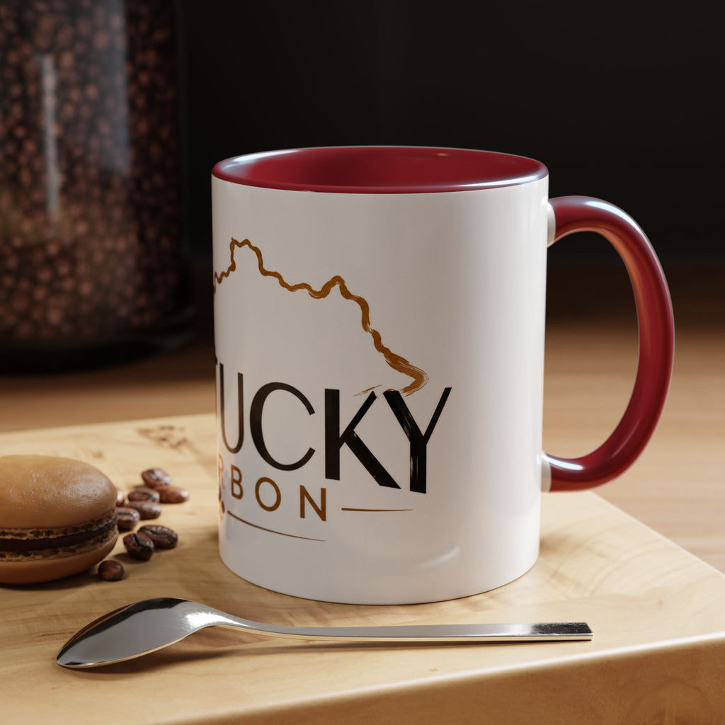 Kentucky Bourbon Accent Coffee Mug — State Outline Coffee Cup (11/15oz)