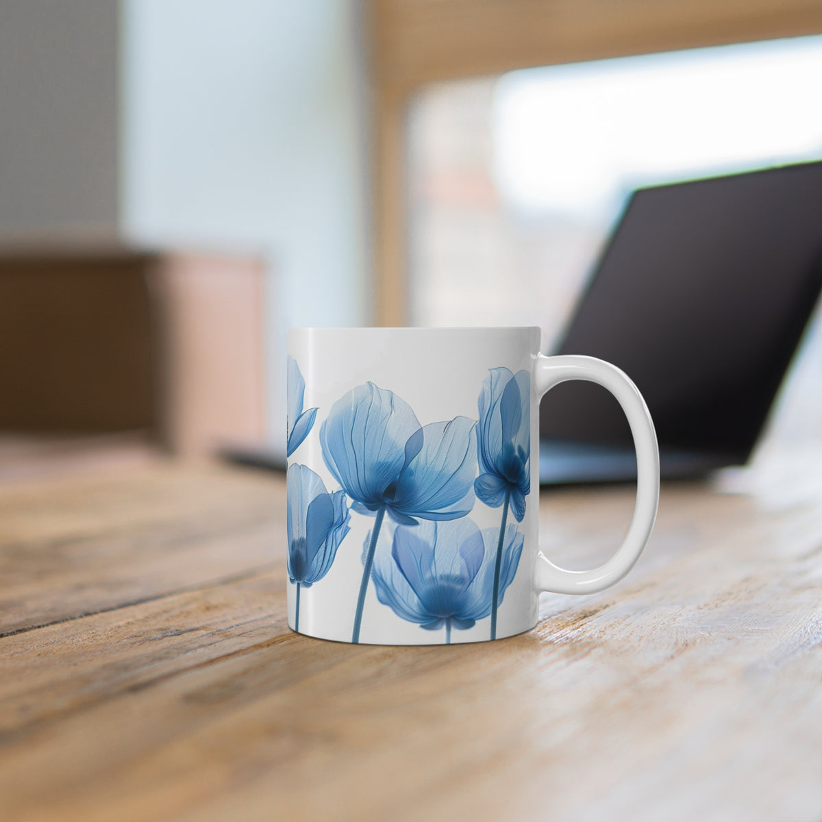 Transparent Flowers Mug, Watercolor Wildflowers Coffee Mug, Gift for her, Spring Mug