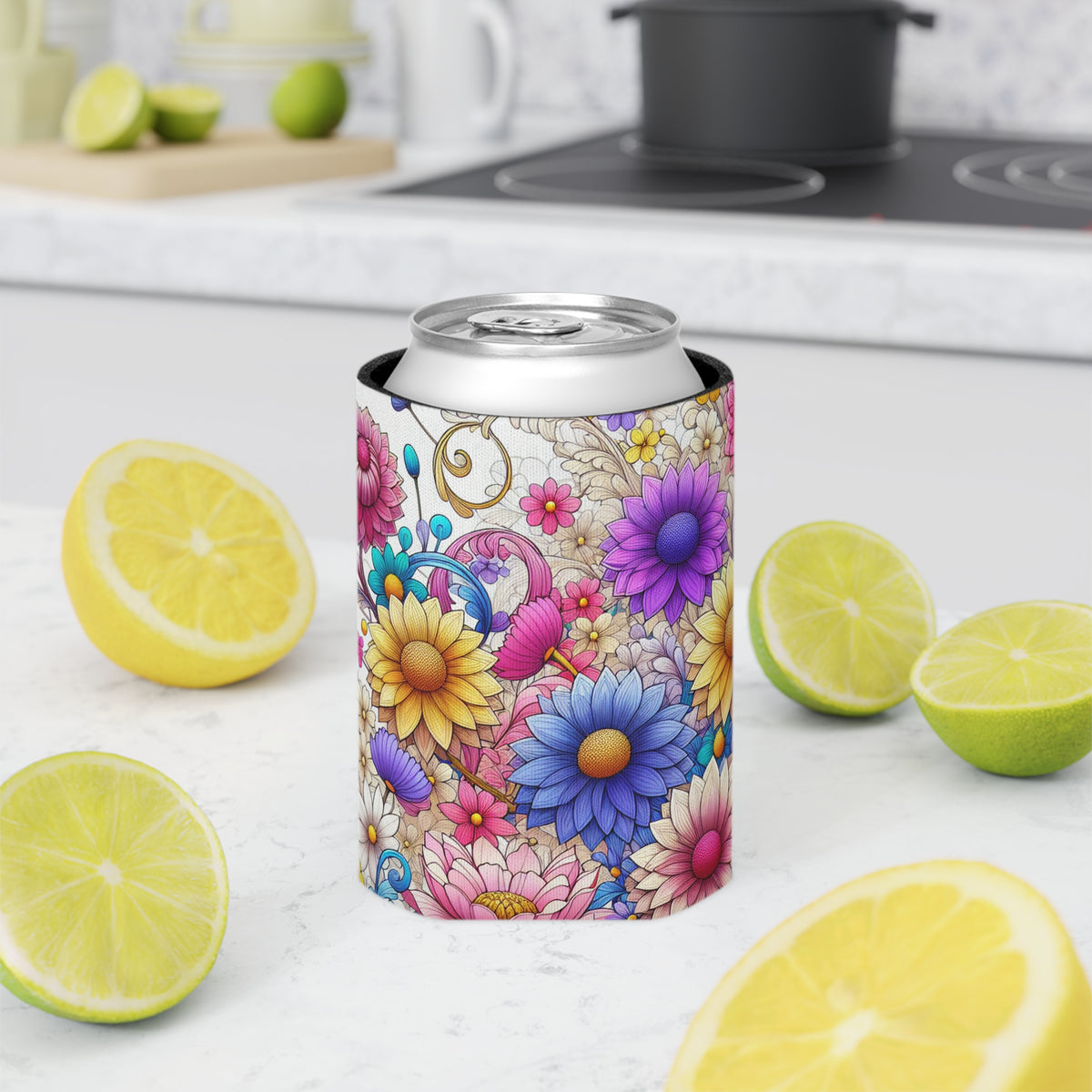 Floral Can Cooler - Insulated Beverage Holder for Cold Drinks, Outdoor Events, Summer Picnics, Wedding Favors, Gift Idea, Party Supplies