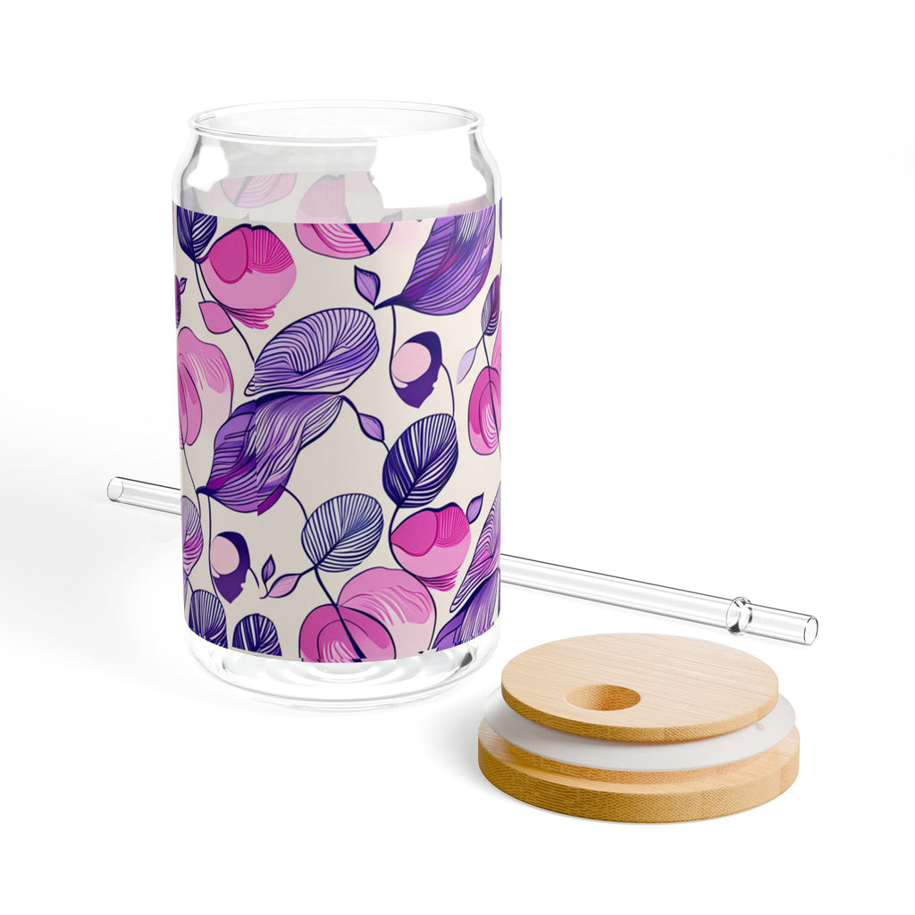 Floral Stained Glass Sipper Glass, 16oz