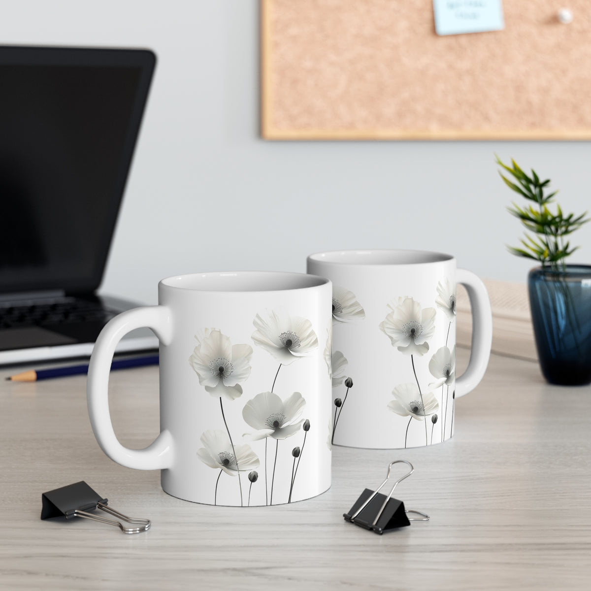 Transparent Flowers Mug, Watercolor Wildflowers Coffee Mug, Gift for her, Spring Mug