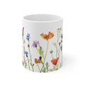 Pressed Flowers Mug, Boho Wildflowers Coffee Mug, Gift for her, Spring Mug, Watercolor Flower Mug