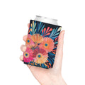 Floral Can Cooler, Insulated Beverage Holder, Summer Drink Sleeve, Flower Print Beer Hugger, Botanical Pattern Slim Can Insulator