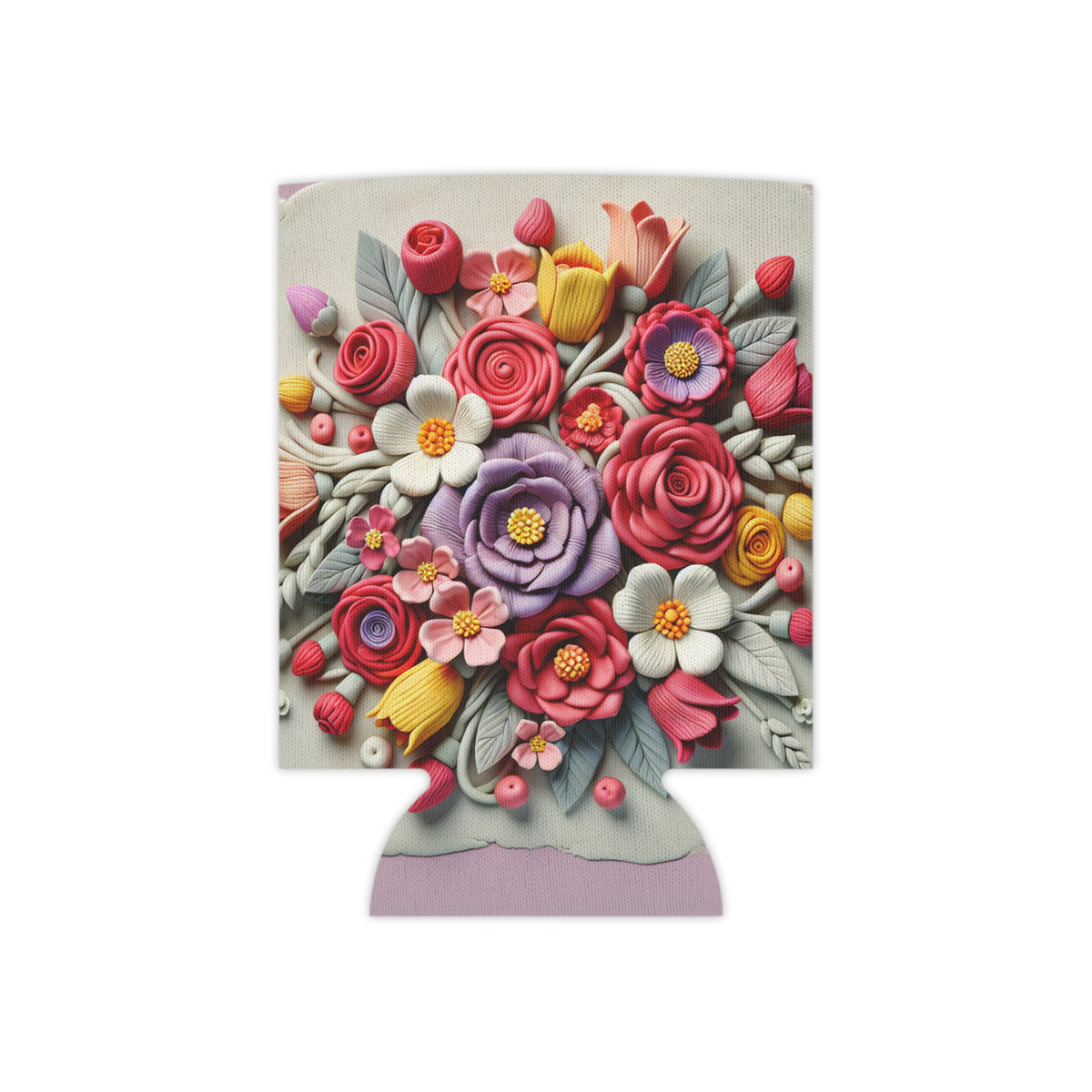 Floral Can Cooler - Botanical Drink Holder, Flower Pattern Coolie, Beverage Sleeve, Wedding Favor Gift, Outdoor Party Accessory