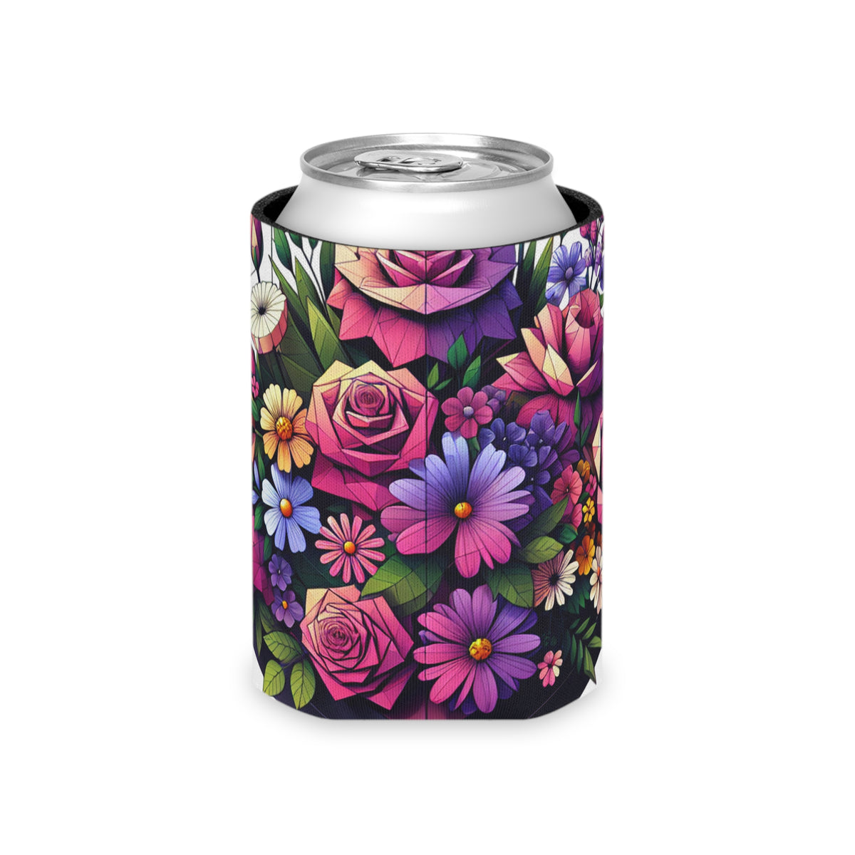 Floral Can Cooler - Drink Sleeve, Beverage Holder, Insulated Coozie, Flower Patterned Coolie, Summer Party Favor