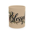 Blessed Floral Ceramic Mug — Inspirational Coffee Cup