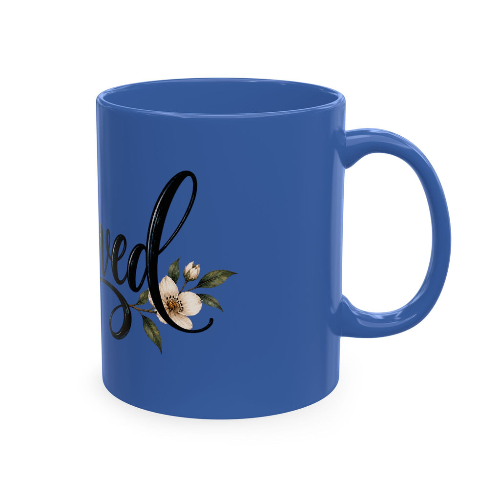Beloved Ceramic Mug — Floral Script Coffee Cup