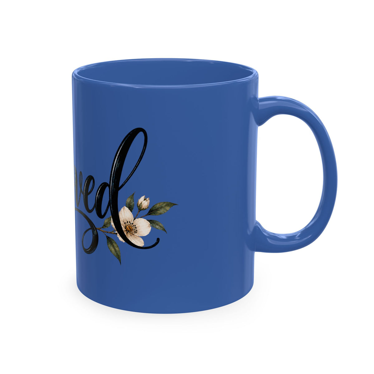 Beloved Ceramic Mug — Floral Script Coffee Cup