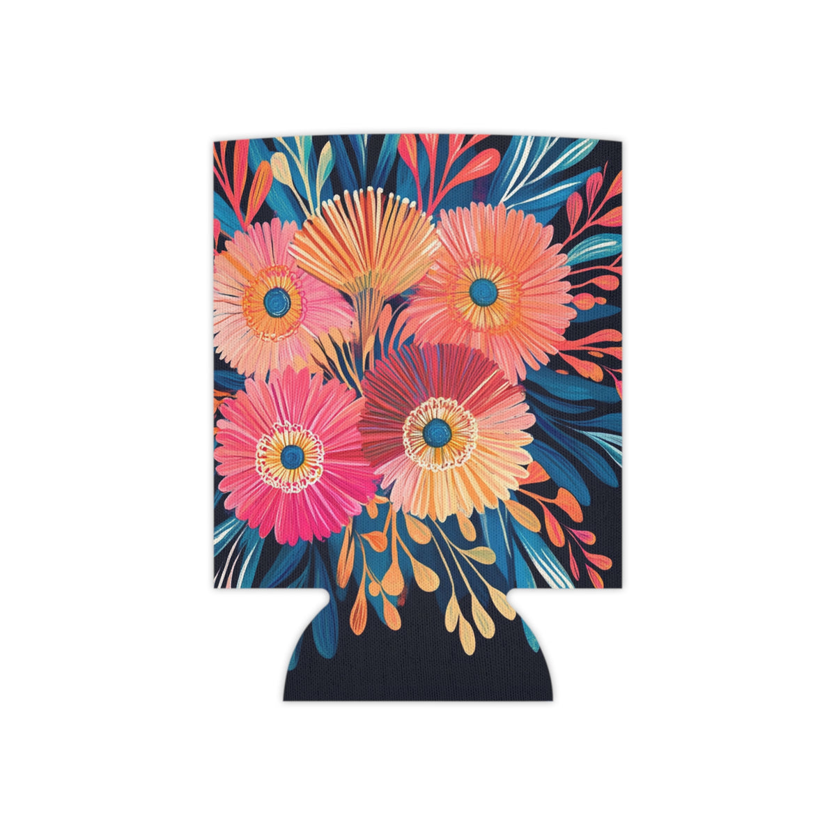 Floral Can Cooler, Insulated Beverage Holder, Summer Drink Sleeve, Flower Print Beer Hugger, Botanical Pattern Slim Can Insulator