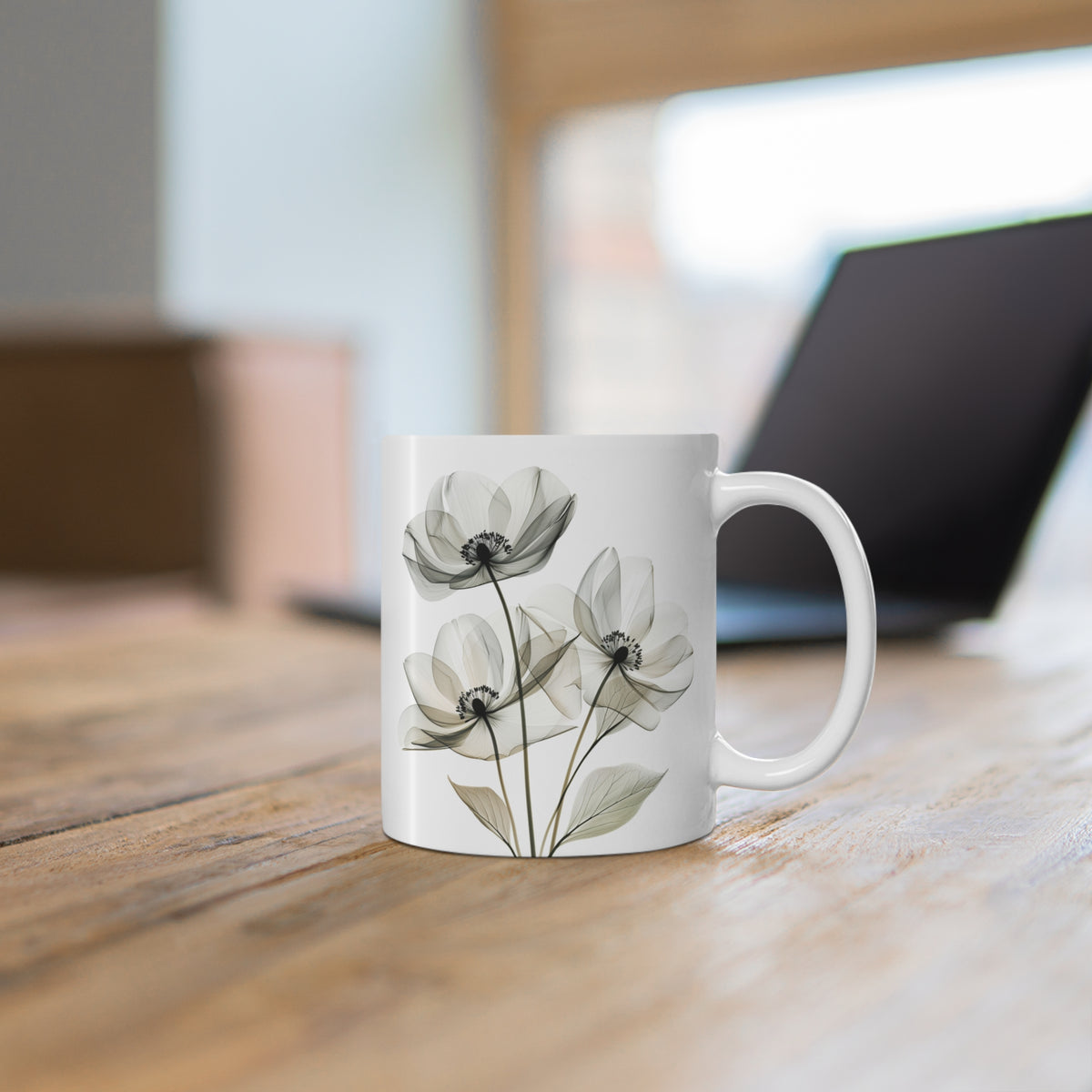 Transparent Flowers Mug, Watercolor Wildflowers Coffee Mug, Gift for her, Spring Mug