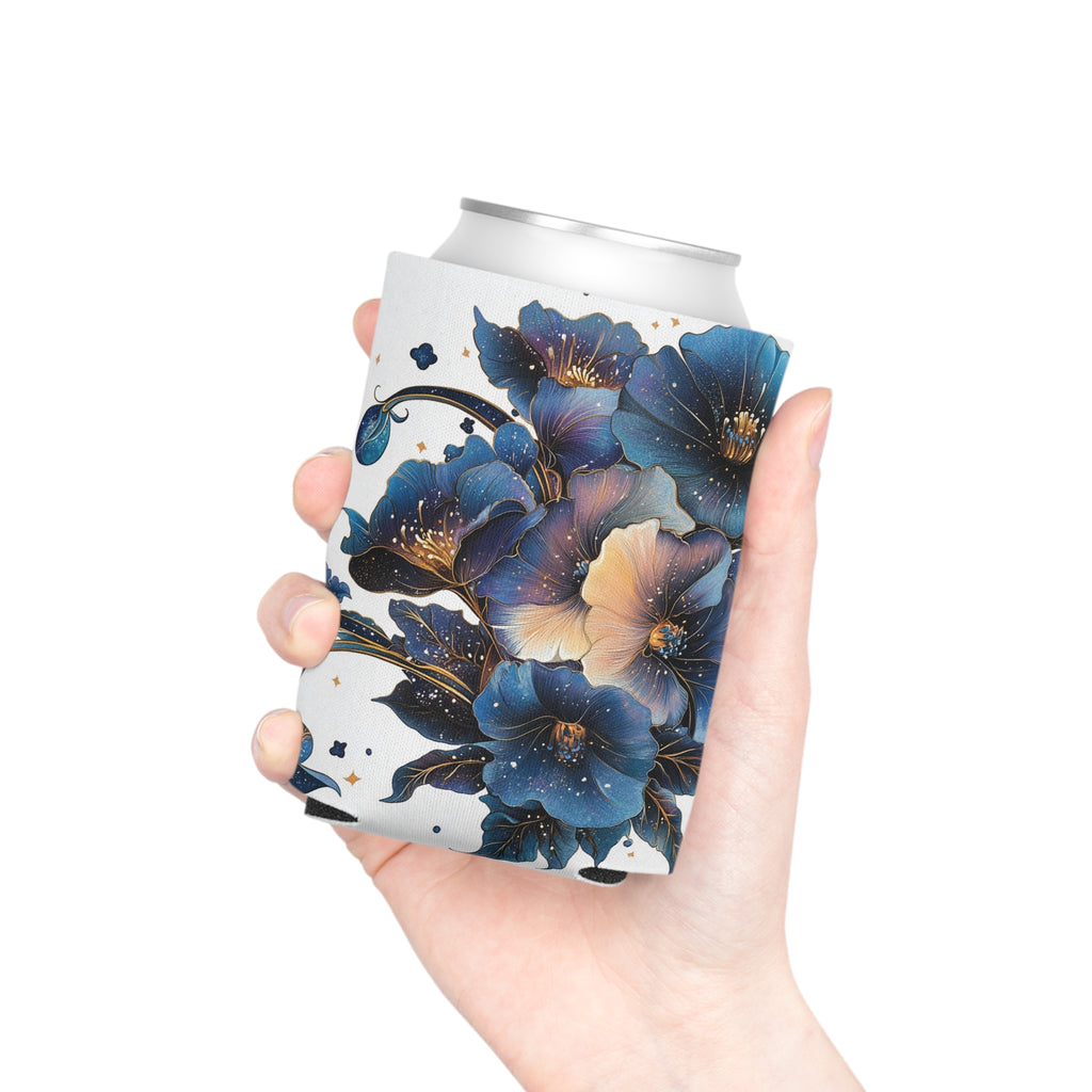 Floral Can Cooler, Flower Pattern Drink Holder, Beverage Insulator Sleeve, Botanical Print Beer Can Cozy, Garden Party Favor
