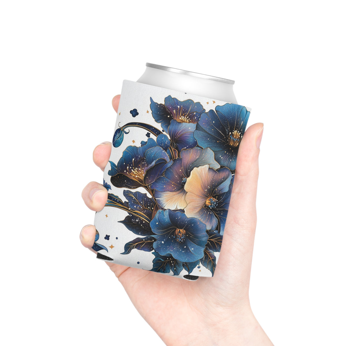 Floral Can Cooler, Flower Pattern Drink Holder, Beverage Insulator Sleeve, Botanical Print Beer Can Cozy, Garden Party Favor