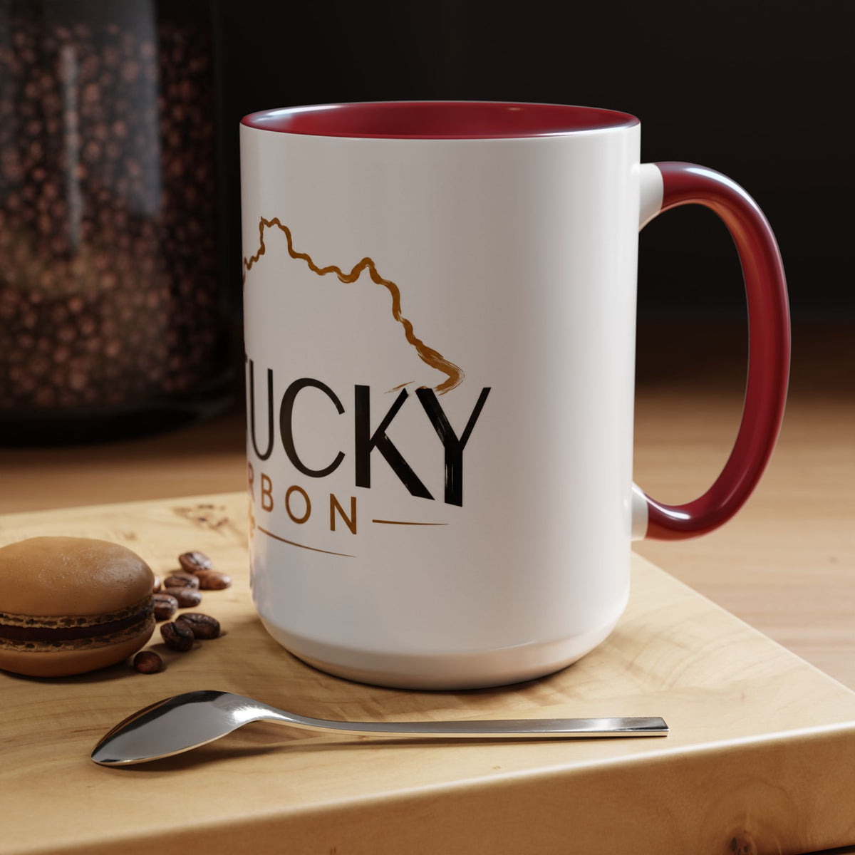 Kentucky Bourbon Accent Coffee Mug — State Outline Coffee Cup (11/15oz)