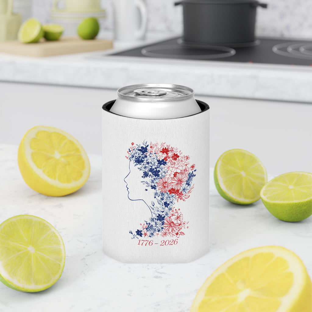 Liberty Floral Profile Can Cooler | 1776-2026 Red White Blue