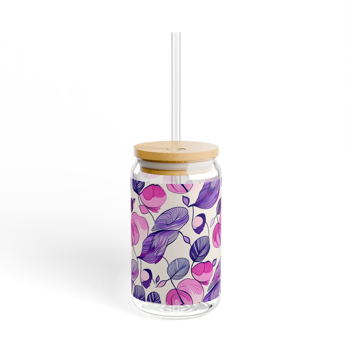 Floral Stained Glass Sipper Glass, 16oz