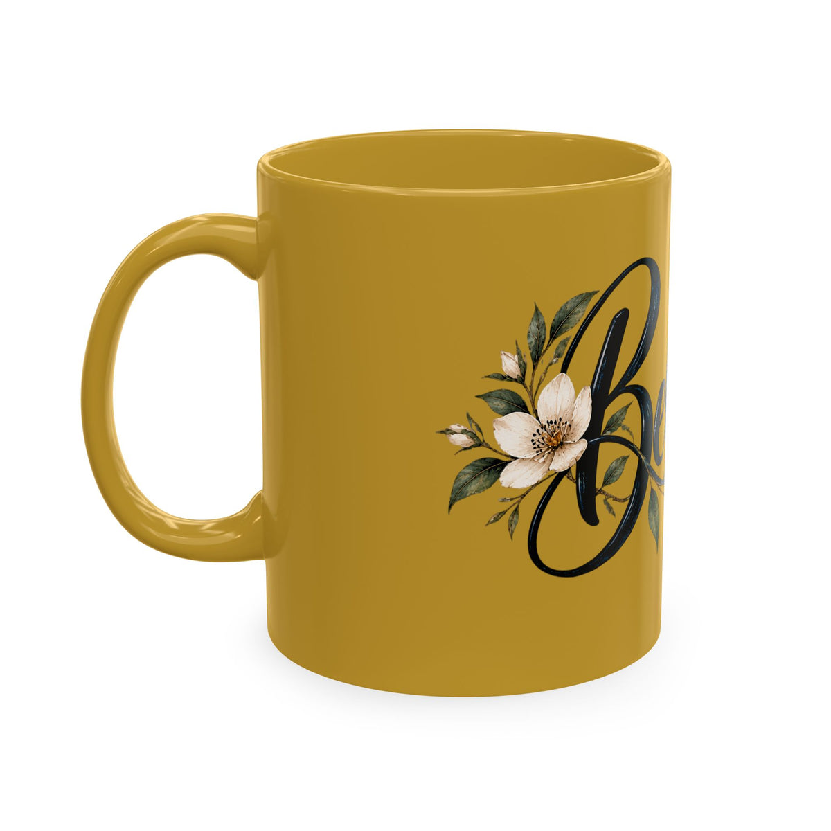 Beloved Ceramic Mug — Floral Script Coffee Cup