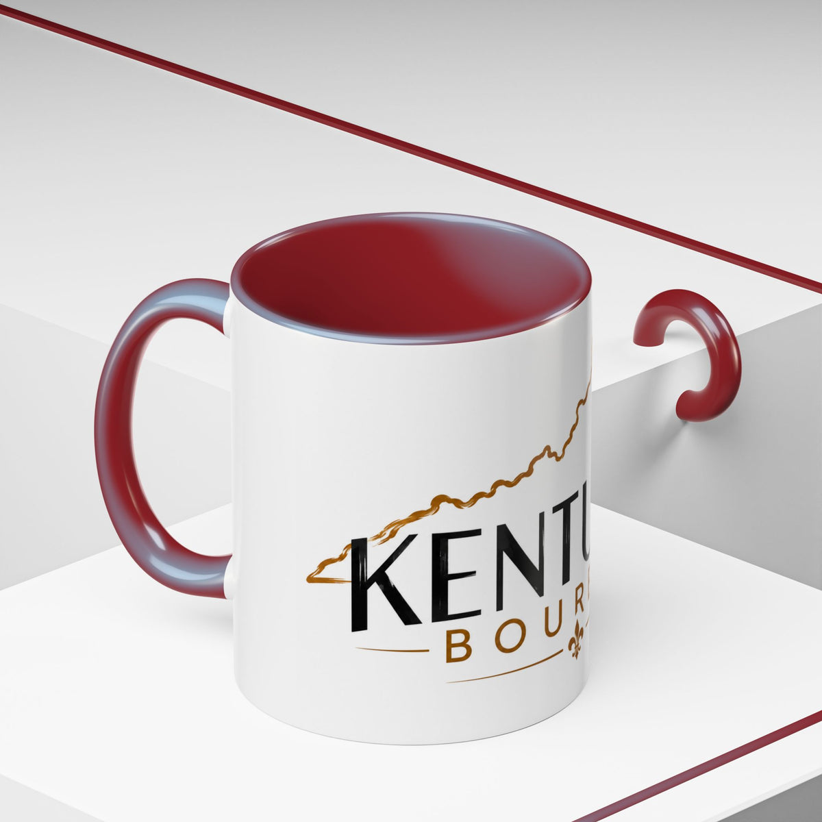 Kentucky Bourbon Accent Coffee Mug — State Outline Coffee Cup (11/15oz)