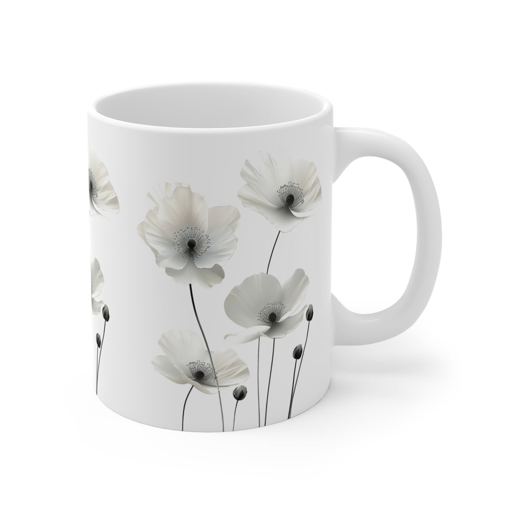 Transparent Flowers Mug, Watercolor Wildflowers Coffee Mug, Gift for her, Spring Mug
