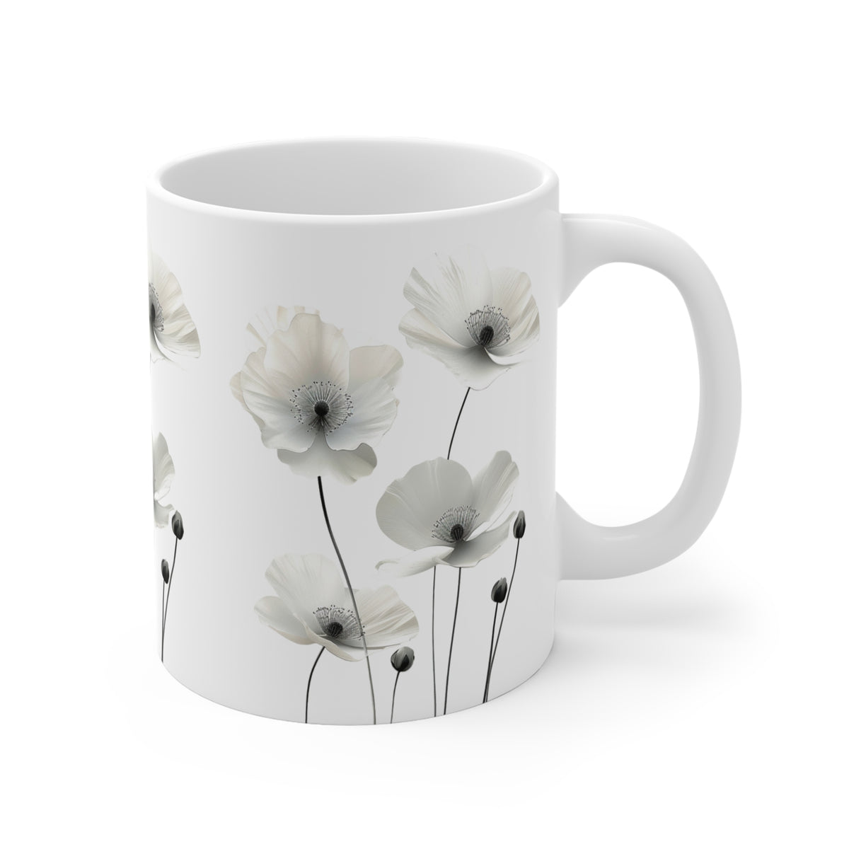 Transparent Flowers Mug, Watercolor Wildflowers Coffee Mug, Gift for her, Spring Mug